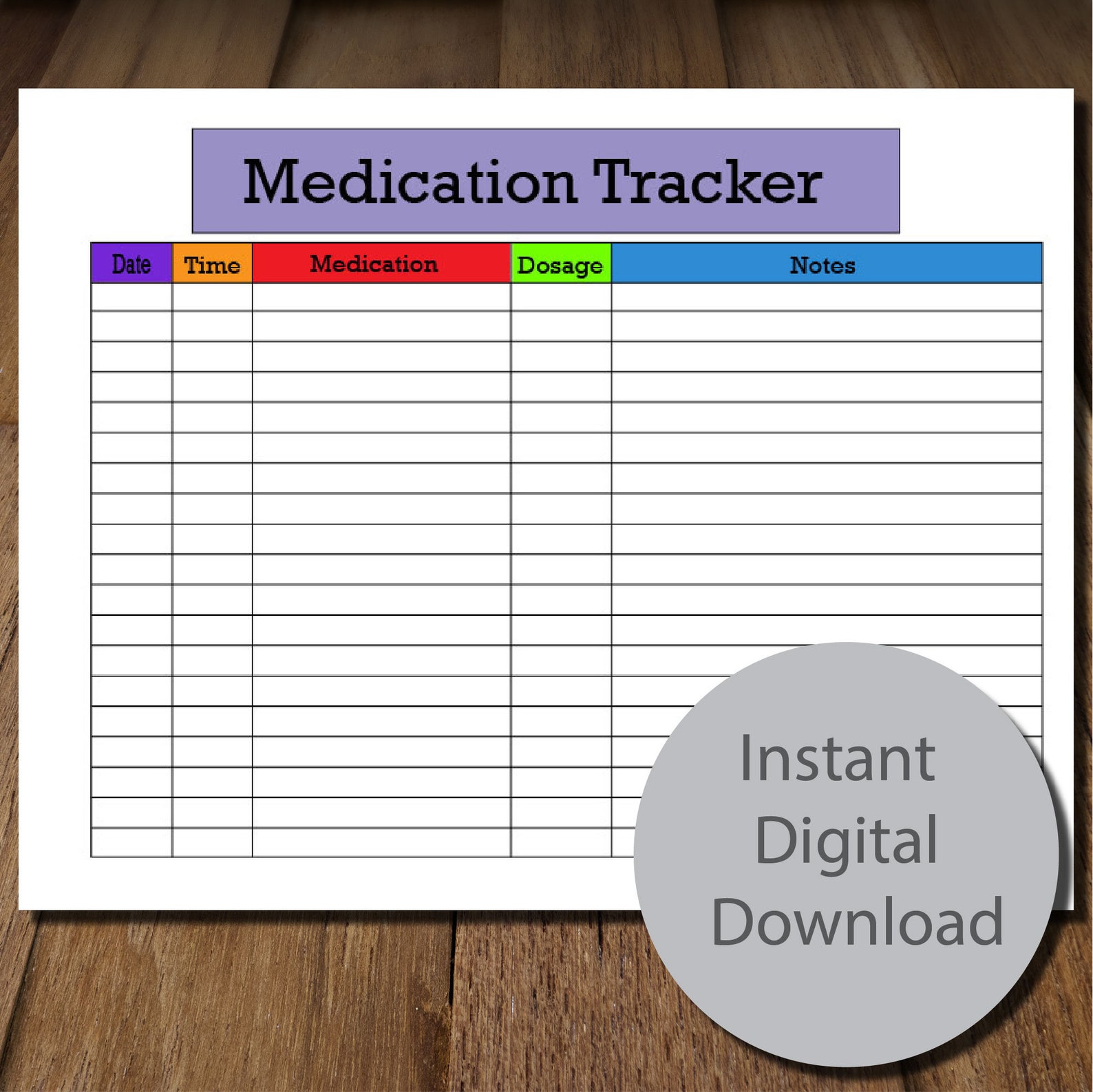 Printable Medication Tracker in Landscape Format - Etsy