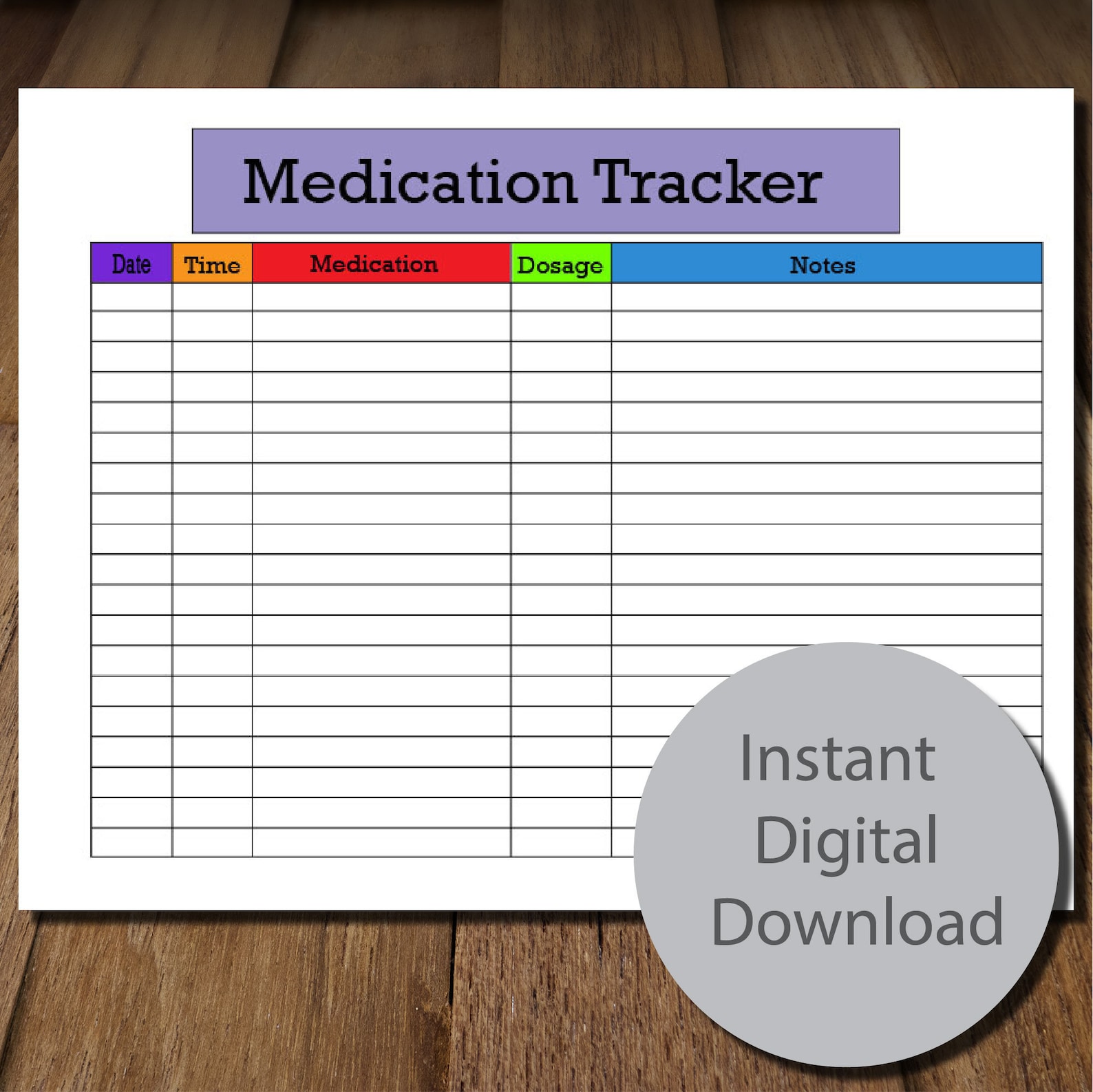 Printable Medication Tracker in Landscape Format - Etsy