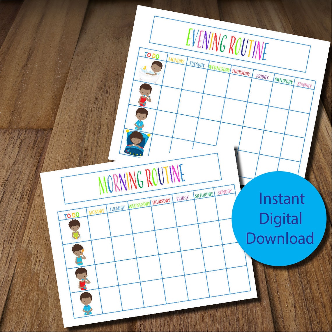 Boys Routine Sticker Chart Printable Daily Routine Chart for Boys - Etsy