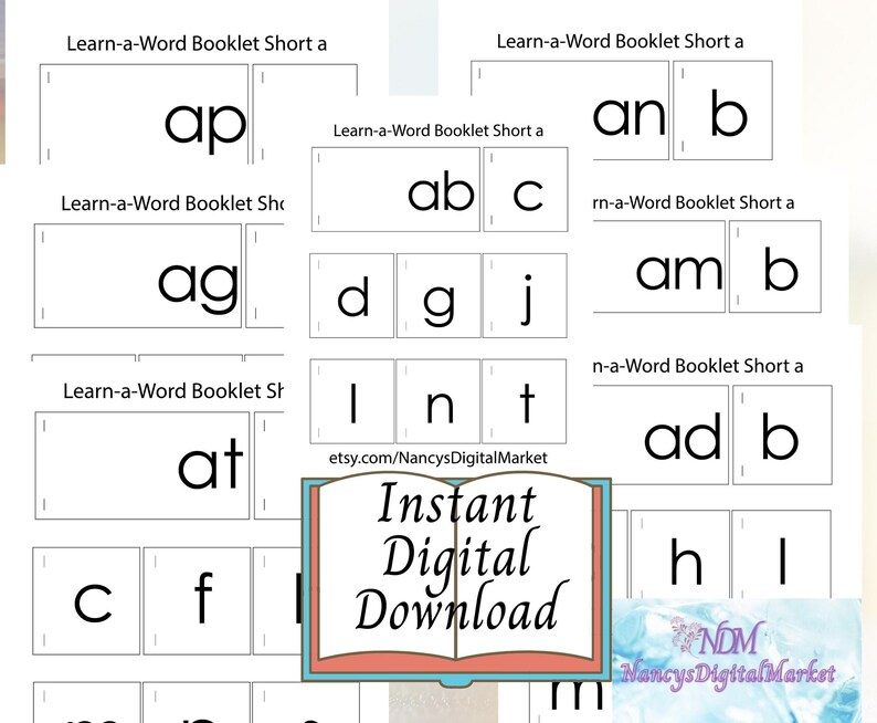 Printable Learn-a-word Short A Words Booklets, 7 Different Print, Cut and Staple Booklets ...