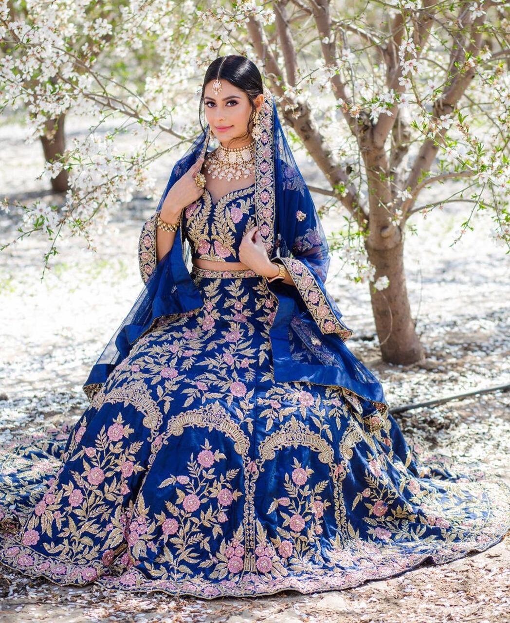 blue lehenga choli designs