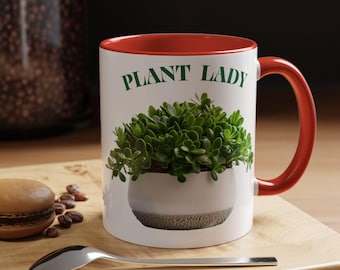 Plant Lady Ceramic Mug, Succulent Lover Gift, White Coffee Cup (11oz or 15oz)
