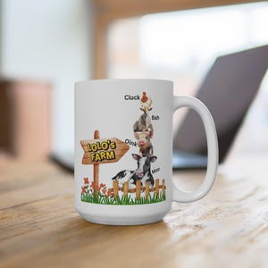 Personalized Lolo&#39;s Farm Coffee Mug, White Ceramic Mug Gift, Perfect Gift For Animal lover&#39;s, Christmas Gift For Mom, Dad, Grandpa, Grandma