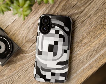 Tough Cases Iphone16-Samsung Galaxy S10 Plus, Black/Grey Simple Pattern Glossy Finish