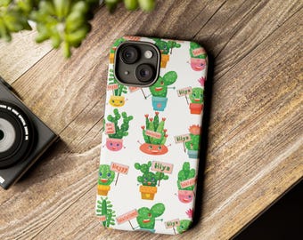 Funda para teléfono con diseño divertido de cactus, resistente y protectora.