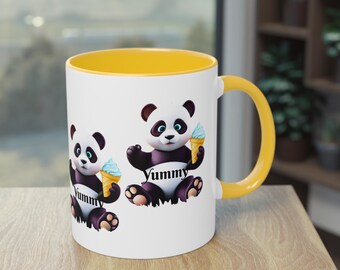 Ceramiczny kubek Panda, dwukolorowy kubek do kawy na prezent