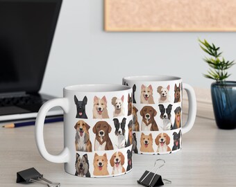 Ceramiczny kubek z rasami psów – filiżanka na kawę dla miłośnika psów, babci, przyjaciela