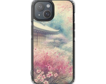 Sakura Garden iPhone Case, Magnetic Clear Impact, MagSafe Compatible