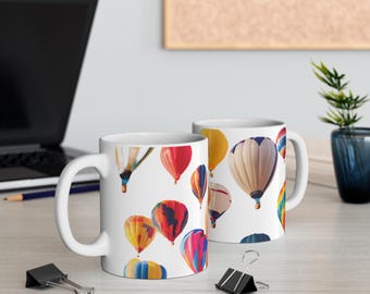Ceramiczny kubek w kształcie balonu na ogrzane powietrze, kolorowy wzór