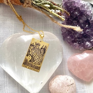 Tarot Card Charm Necklace , 925 sterling silver The Empress Tarot Card Pendant Necklace , Tarot Gifts , Tarot Jewelry , Christmas Gift