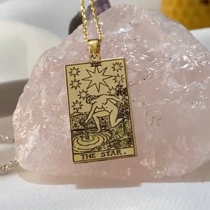 The Star Tarot Card Pendant Necklace , Sterling Silver , Best Friend Gift , Happy New Year Gift , Rider Waite Tarot Deck , Christmas Gift