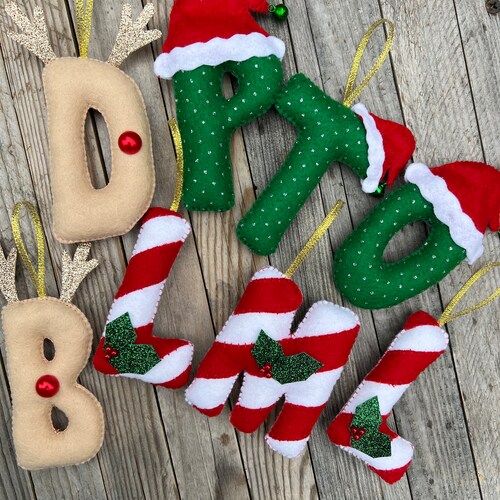 Christmas Felt Letter Ornament / Pesonalized Stocking Initial - Etsy