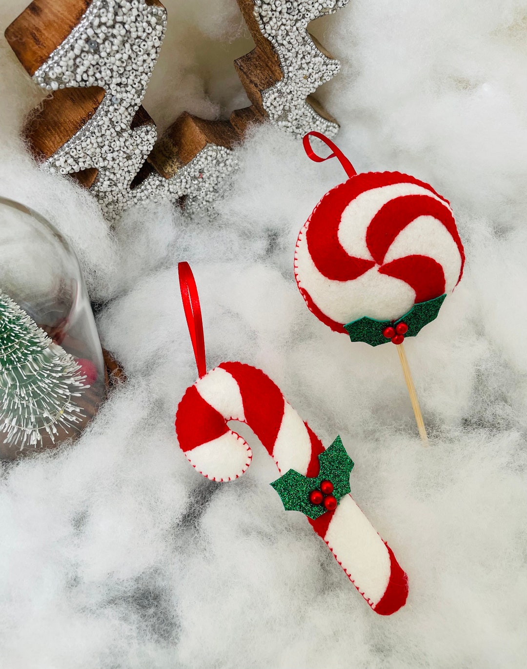 Candy Cane Tree Ornament Handmade Tree Ornament Etsy