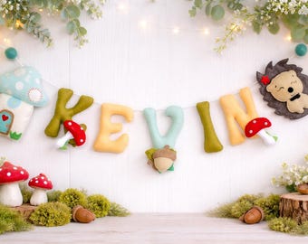 Personalized Felt Name Garland | Nursery Wall Decor | Woodland Theme | Baby Shower Gift