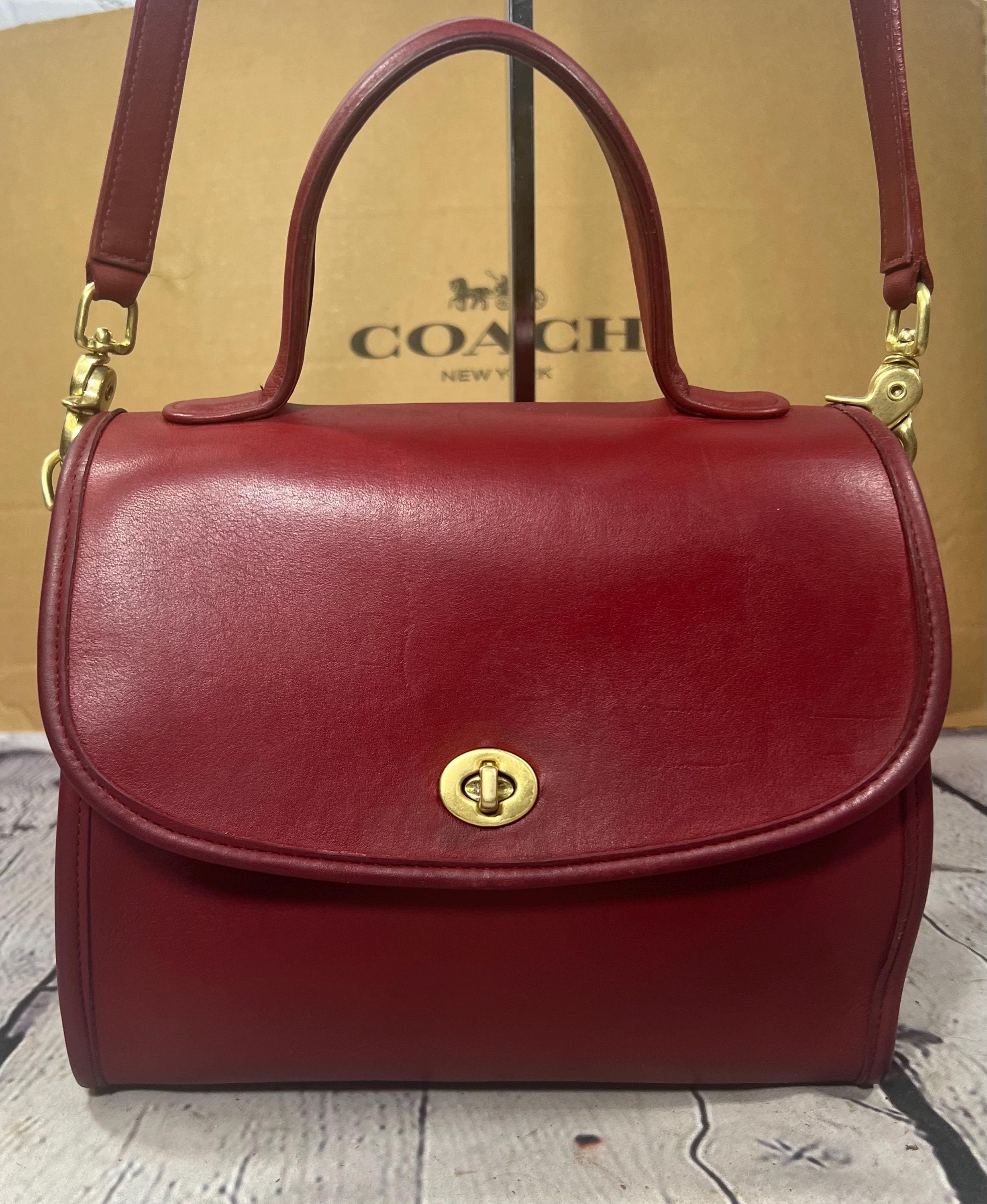 Vintage Coach 9977 Manor Bag RED Leather Top Handle SPACIOUS! - Etsy