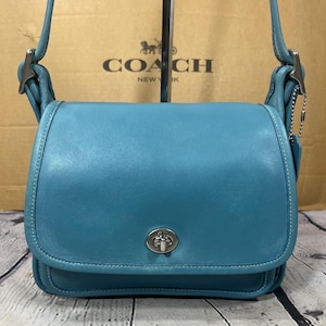 Vintage Coach 9061 Rambler's Legacy Shoulder Bag RARE Glacier Blue