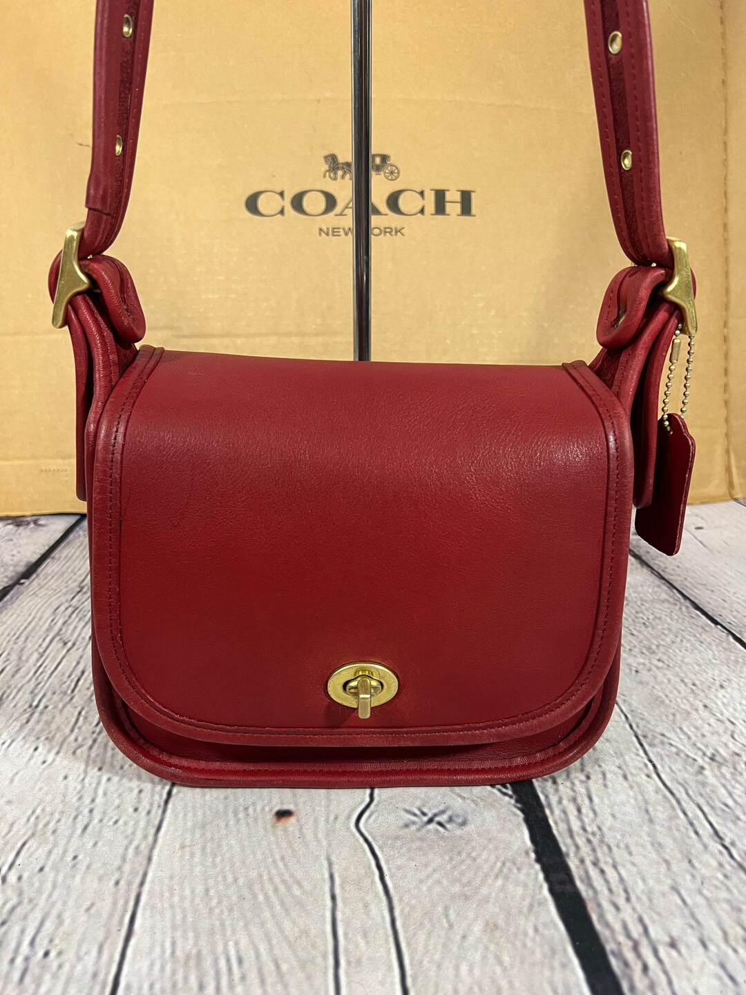 Vintage Coach 9965 Legacy Small Flap RED Leather EXC COND - Etsy