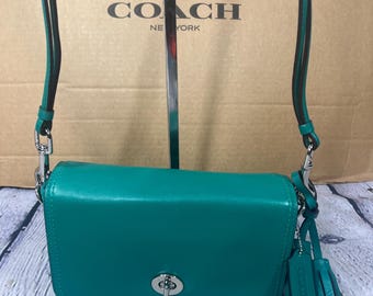 【COACH】LEATHER BAGレザーベルトバッグ MINT Coach Vtg 90's Taupe Leather Mini Compartment Zip