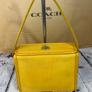 Vintage Coach Geometric 9043 Yellow Leather Satchel RARE Etsy