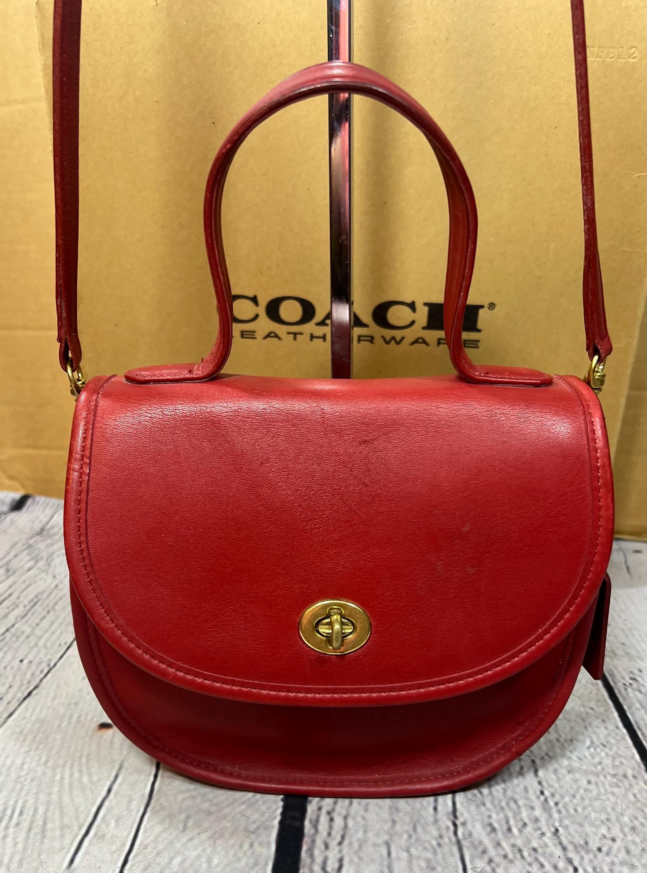 Vintage Coach 9957 Bella Court RED Leather Shoulder Bag EXC COND