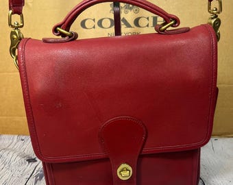 Vintage Coach 9136 Legacy Zip Red Leather Shoulder Crossbody Bag