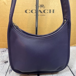 Vintage Coach 9020 Ergo Mini Zip Shoulder Bag PURPLE Ink Leather