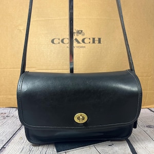 ヴィンテージCOACH 黒 レザー ハンドバッグ Coach bag vintage - Etsy 日本
