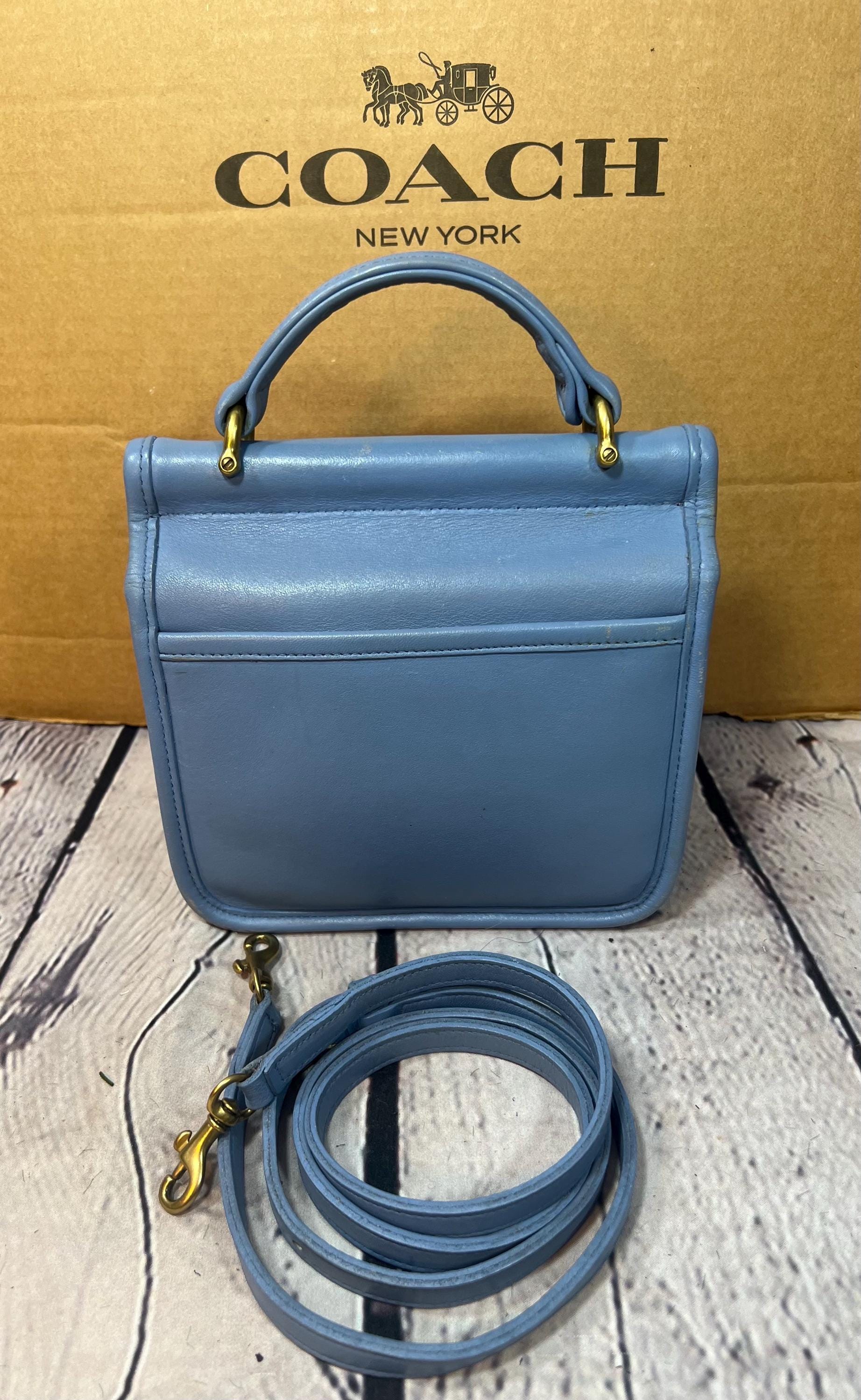 Vintage COACH 9023 Winnie Bag in RARE PERIWINKLE Blue Made '97