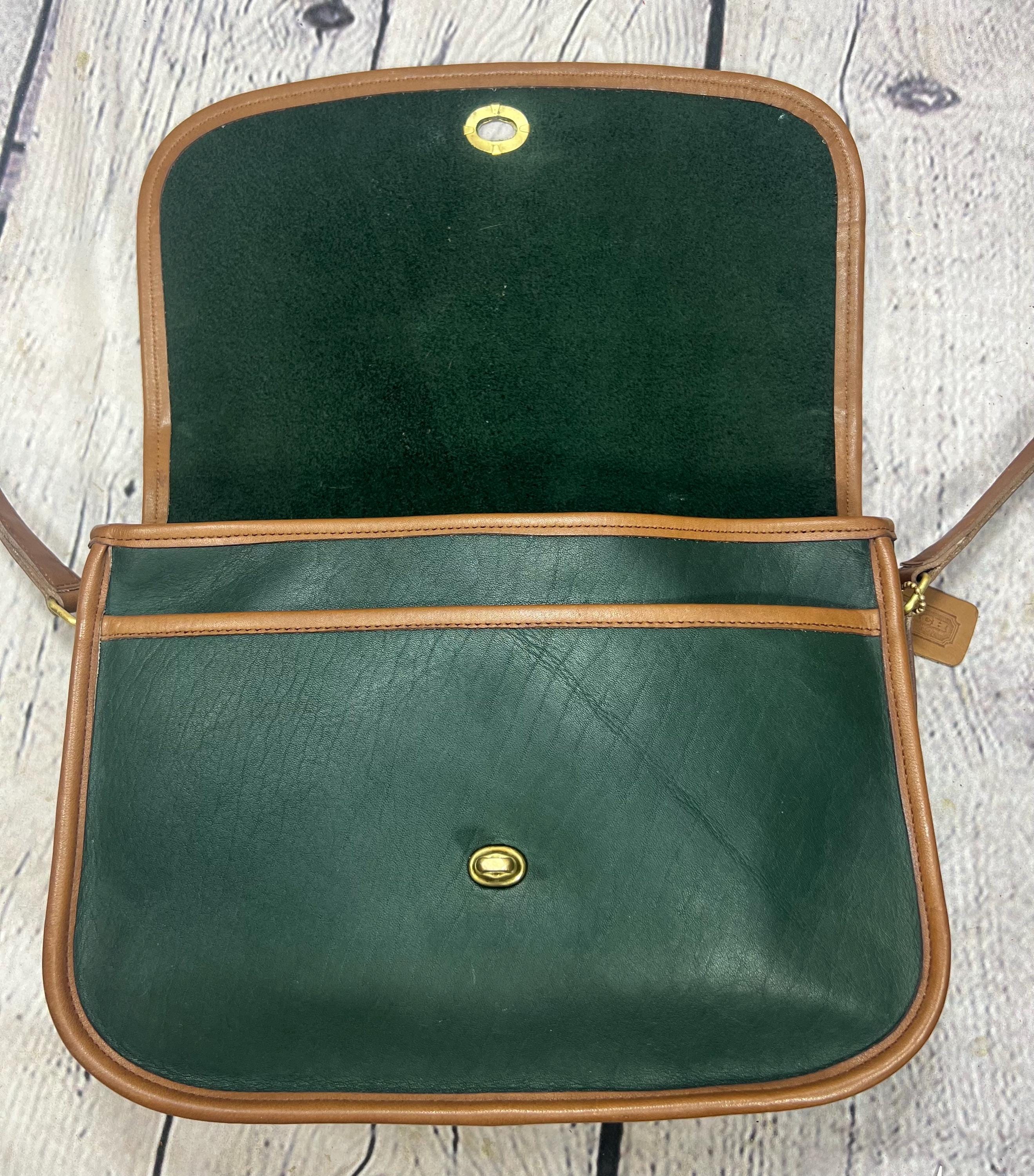 Vintage Coach City Bag: Green Leather Shoulder Bag, British
