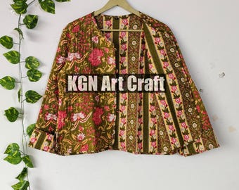 New Style Reversible Cotton Quilted Jacket Indian Hand Block Print Jacket Women Wear Clothing Cotton Coat Christmas Gift For Her