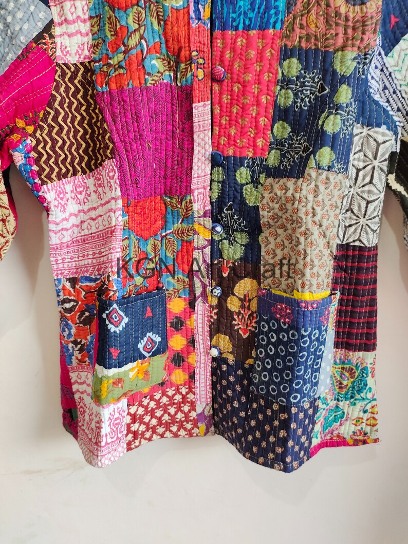 Reversible Patchwork Jacket Indian Quilted Jacket Patola Silk Etsy