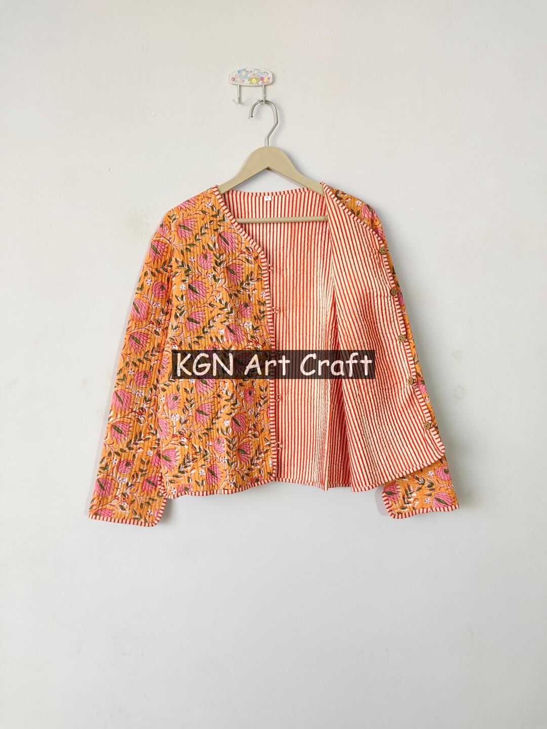 Floral Stripe Handspun Cotton Day Jacket