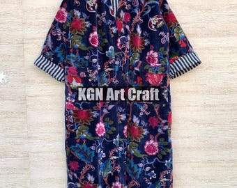 Kimono in velluto con stampa floreale da donna, accappatoio di velluto di lusso, cappotto invernale lungo fatto a mano, pigiama da donna, accappatoio di velluto, accappatoio da sposa