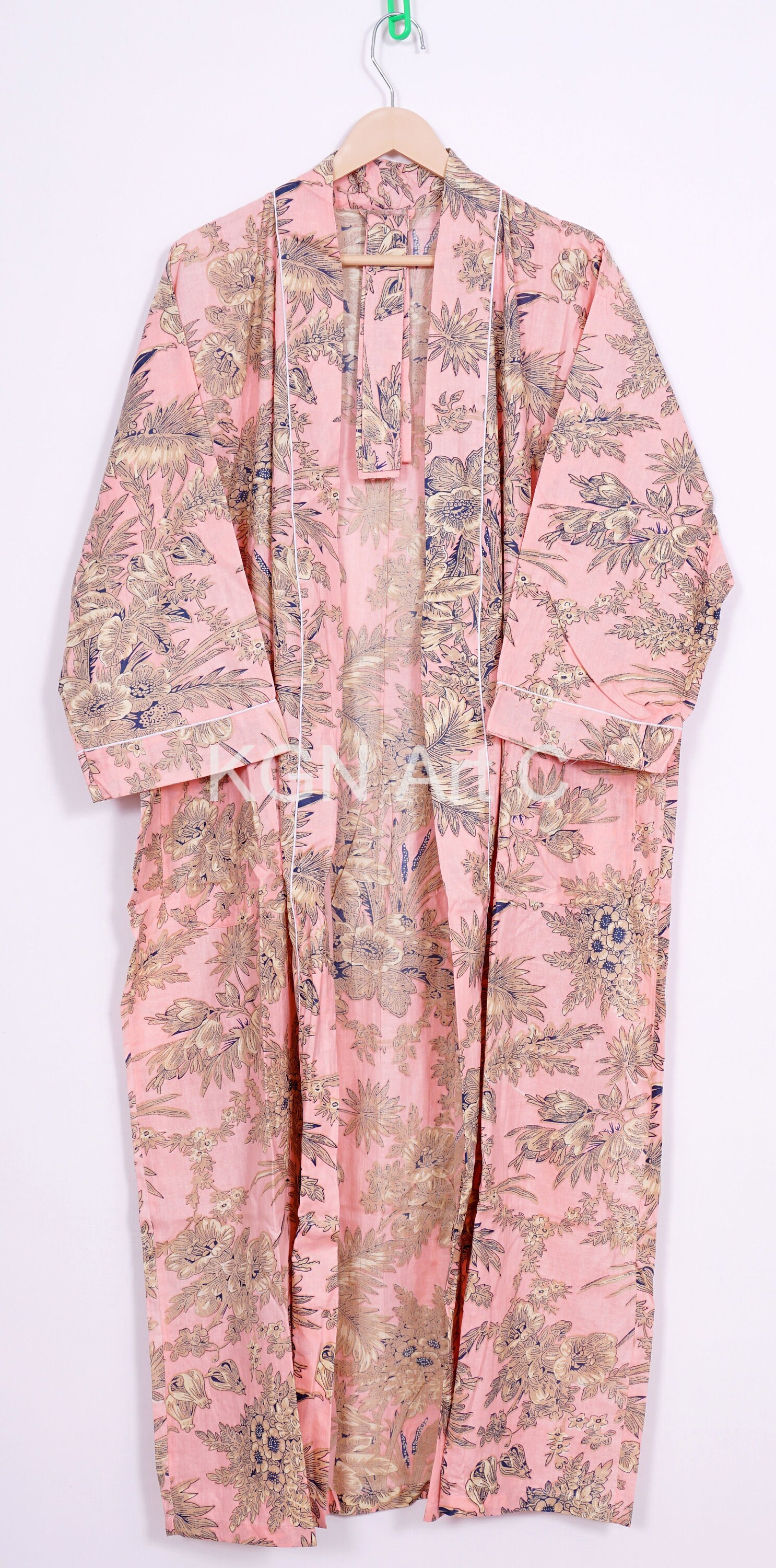 Anokhi Floral Printed Cotton Kimono Robe Indian Handmade Long Etsy