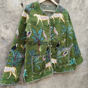 Veste matelassée dans la jungle, veste matelassée en coton que les femmes portent sur le devant, passepoil à rayures kimono ouvert sur le devant, manteaux, nouveau style, vêtements bohèmes double face image 7