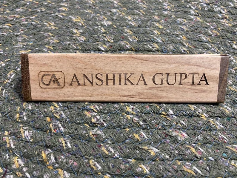 Personalized Wooden Desk Name Plate Custom Desk Wedge Name Etsy