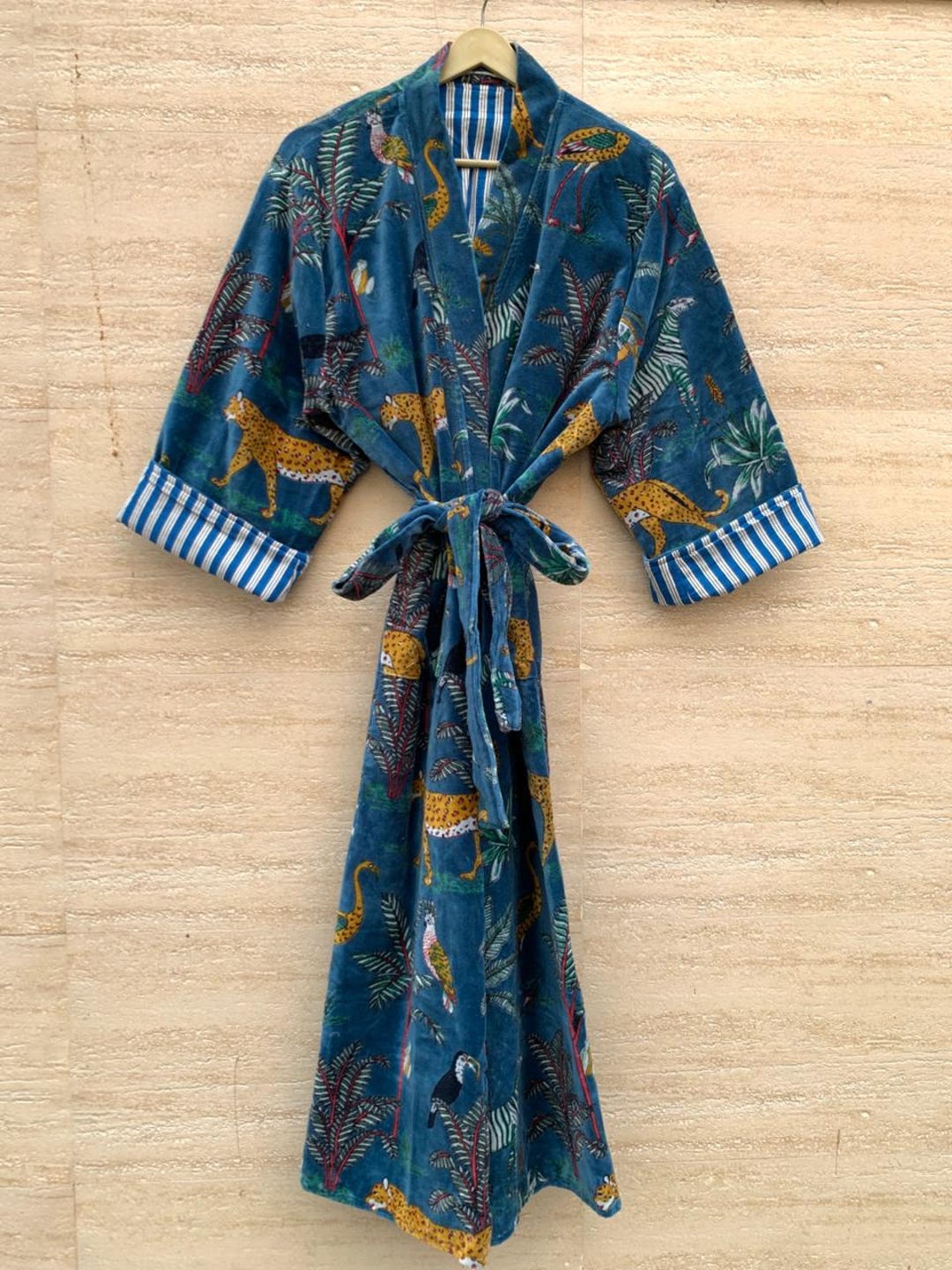 Fancy House Robe Luxury Velvet House Robe Unisex Kimono Boho Coat Reversible Indian ...