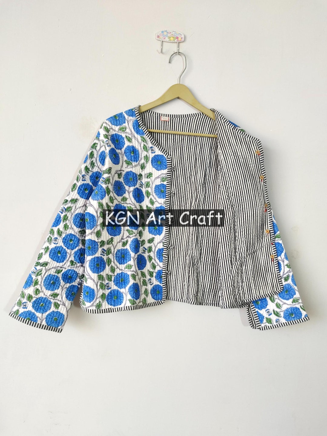 Cotton Women's Quilted Jacket Block Print Boho Style Quilted Handmade