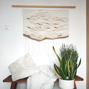 Suspension murale bohème en macramé, oeuvre d&#39;art en fibre de laine, tapisserie texturée pour n&#39;importe quelle pièce