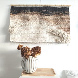 Textured Earth Tone Woven Wall Hanging, Modern Tapestry Art