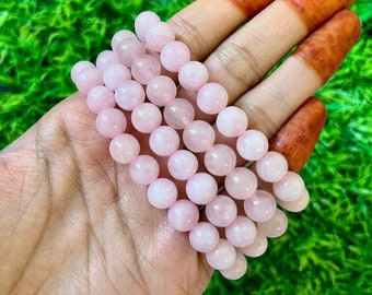 Rose Quartz Bracelet | 8MM Quartz Bracelet For Empathy, Anxiety, Creativity, Love | Compassion | Heart Chakra | Attract Love | Couple Gifts
