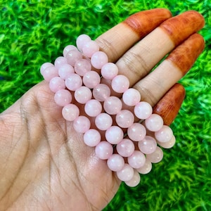 Rose Quartz Bracelet | 8MM Quartz Bracelet For Empathy, Anxiety, Creativity, Love | Compassion | Heart Chakra | Attract Love | Couple Gifts