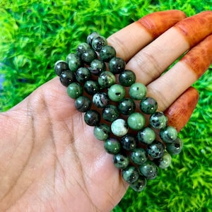 Ruby Zoisite Bracelet | 8MM Anyolite Bracelet | Stone of Vitality & Growth | Prosperity and Abundance Crystals | Positive Energy Bracelet