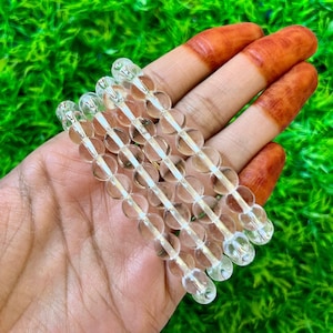 Clear Quartz Crystal Bracelet | 8MM Quartz Bracelet | Prosperity, Inner Peace, Abundance, Anxiety, New Beginning, Anger & Stress | Quartz