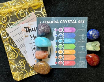 Seven Chakra Crystals Set, 7 Chakra Gemstones, Healing Crystal Set, Chakra Healing, Chakra Balancing, Yoga Meditation, Housewarming Gift