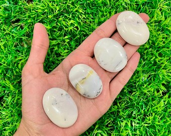 Piedra de ágata dendrítica para la preocupación / Piedra de cristal curativo para chakras / Piedra de meditación en la palma / Piedras de bolsillo / Piedra para la preocupación contra la ansiedad / Regalos