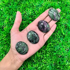 African Ruby Zoisite Worry Stone | Therapy Healing Chakra Worry Stone | Palm Meditation Stone | Pocket Stone | Anti Anxiety Worry Stone Gift