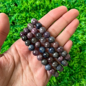 Multi Sapphire Bracelet | 8mm Sapphire Bracelet | Strength, Prosperity, Protection, Abundance, High Vibration, Anxiety Control Bracelet Gift