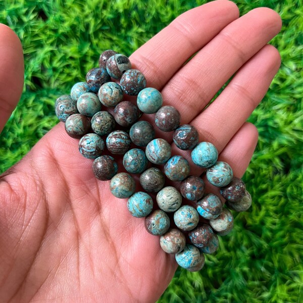 Pulsera de Crisocola / Cristal de Crisocola de 8mm / Alivio del estrés, Meditación, Protección, Paz interior, Equilibrio / Pulsera de crisocola Regalo