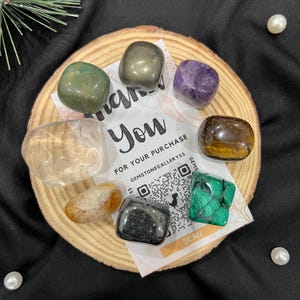 Money Magnet Crystals Set, Eight-Elements Money Magnet Tumbles, Wealth Prosperity Abundance Crystals, Manifest Abundance, New Job Gift